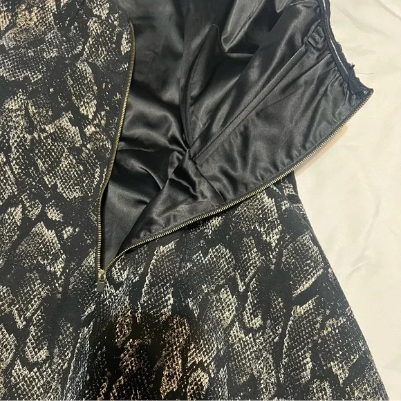 Express Snakeskin Print Black Strapless Mini Dress Fit and Flare Elegant Party 2 - Picture 10 of 12